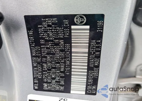 2020 Toyota Camry Se из США, поврежденный, VIN 4T1G11AK5LU342568